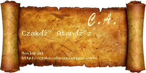 Czakó Atanáz névjegykártya